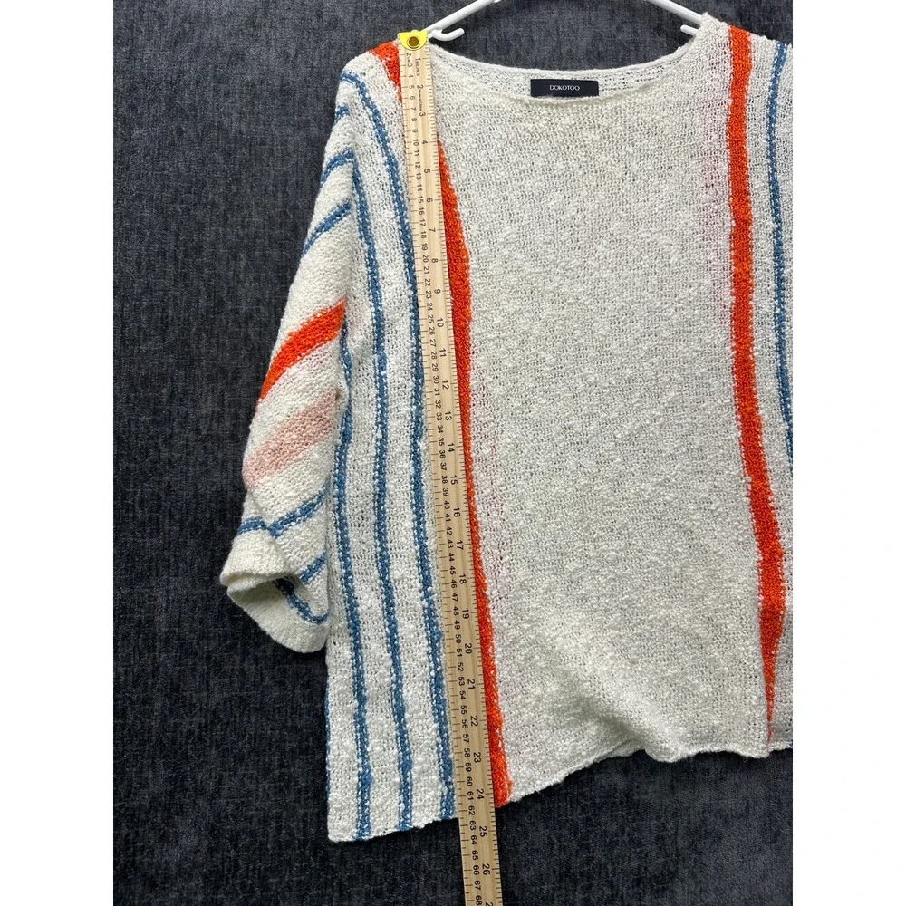 Dokotoo Sweater Womens‎ Medium White Colorblock Striped Comfy Cable Knit Winter
